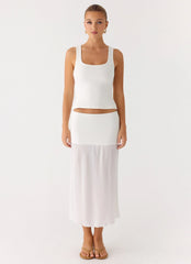 Connect My Heart Midi Skirt White