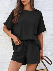 Hazel Blues® | Round Neck T-Shirt and Drawstring Shorts Set