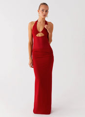 Billen Halter Maxi Dress Red