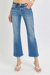Hazel Blues® | RISEN Low Rise Crop Flare Jeans