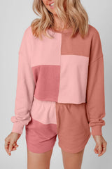 Hazel Blues® | Color Block Round Neck Top and Shorts Set