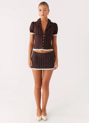 Bennett Button Up Top Toffee Stripe