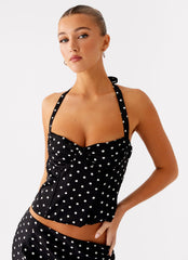 Breanne Top Black Polka Dot