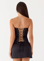 All My Ladies Strapless Corset Top Black
