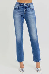 Hazel Blues® | RISEN Mid Rise Ankle Tapered Jeans