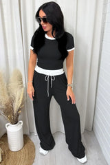Hazel Blues® | Contrast Trim Round Neck Top and Pants Set
