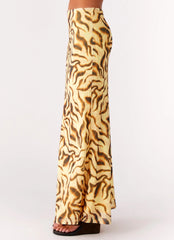 Call Me Low Rise Maxi Skirt Yellow Zebra