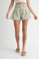 Hazel Blues® | MABLE Pleated High Waist Twill Shorts