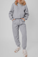 Hazel Blues® | Gray Solid Exposed Seams Hoodie and Joggers Activewear Set