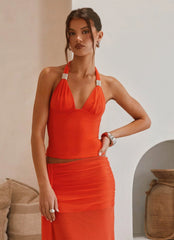 Blaze Halter Top Fire Red