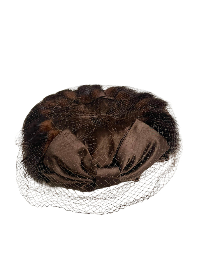 60s fur avant-garde pillbox hat | one size