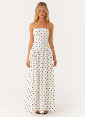 Andorra Maxi Dress White Polkadot