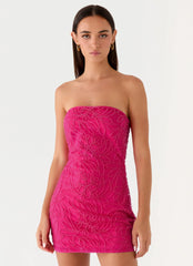 Dangerous Kind Beaded Mini Dress Hot Pink