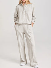 Hazel Blues® | Collared Sweatshirt and High Waist Pants Active Set