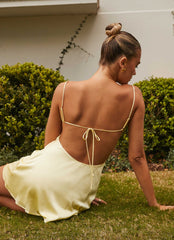 Ayla Satin Mini Dress Yellow