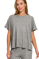 Hazel Blues® | Zenana Soft Melange Short Sleeve Tee & Long Pants Set