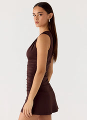 Cherry Sky Mini Dress Chocolate