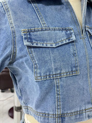 Hazel Blues® | Johnny Collar Short Sleeve Top and Skort Denim Set