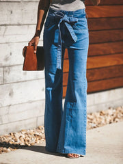 Hazel Blues® | High-Waisted Tie-Front Flare Jeans