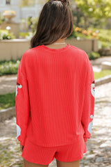 Hazel Blues® | Gold Flame Sequin Christmas Santa Clause Corded Pullover and Shorts Set