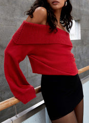 Bardot Knit Long Sleeve Top Cherry