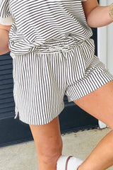 Hazel Blues® | Stripe V Neck Tee and Casual Shorts Set