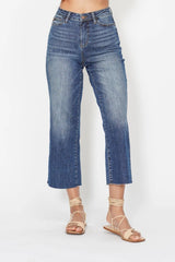 Hazel Blues® | Judy Blue High Waist Back Pocket Embroidery Crop Wide Jeans