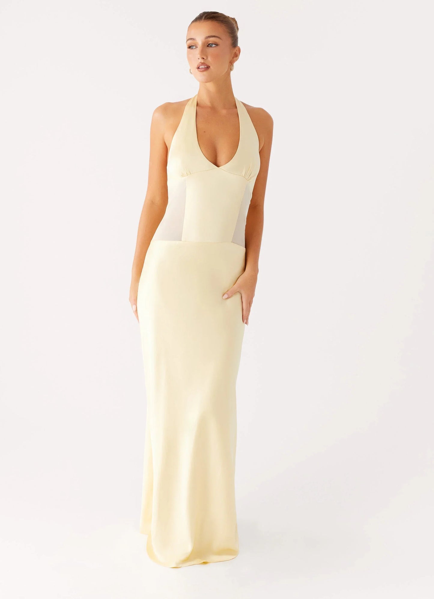 Ambre Mesh Panel Maxi Dress Yellow