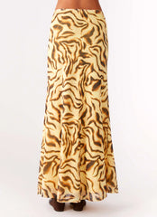 Call Me Low Rise Maxi Skirt Yellow Zebra