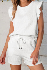 Hazel Blues® | Bow Texture Round Neck Top and Shorts Set