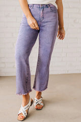 Hazel Blues® | Washed Raw Hem Cropped Jeans
