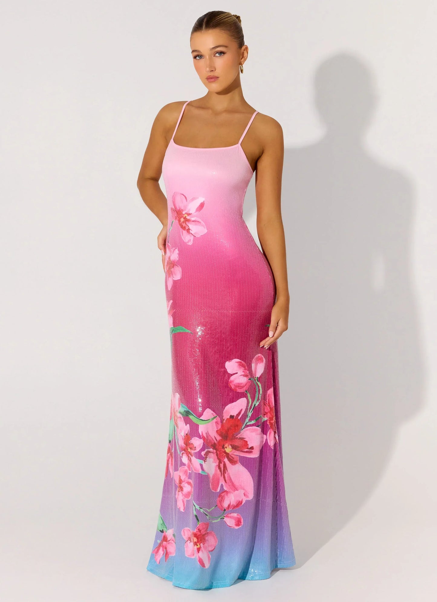Ariaz Sequin Maxi Dress Ombre Reef