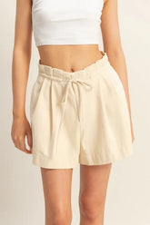 Hazel Blues® | HYFVE High-Waisted Washed Twill Paperbag Shorts