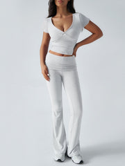 Hazel Blues® | Devine Short Sleeve Top and Bootcut Legging Set