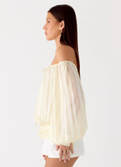 Coconut Kiss Off Shoulder Long Sleeve Top Yellow