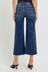 Hazel Blues® | RISEN High Rise Crop Wide Button Up Jeans