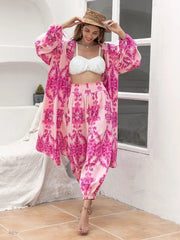 Hazel Blues® | Printed Open Front Top and Pants Set