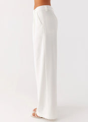 Delong Low Rise Linen Pants White