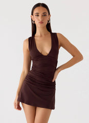 Cherry Sky Mini Dress Chocolate