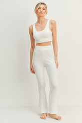 Hazel Blues® | Kimberly C Waffle Tank and High Waist Flare Pants Set