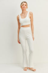 Hazel Blues® | Kimberly C Waffle Tank and High Waist Flare Pants Set