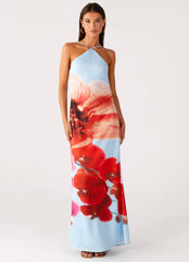 Chloe Maxi Dress Turquoise Bloom
