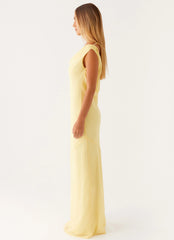 Brittany Chiffon Maxi Dress Pastel Yellow