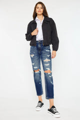 Hazel Blues® | Kancan High Rise Distressed Mom Fit Jeans