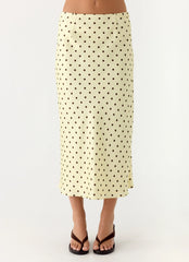 Breanne Midi Skirt Yellow Polka Dot