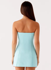 Allora Strapless Mini Dress Turquoise