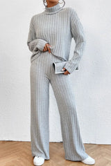 Hazel Blues® | Mock Neck Dropped Shoulder Top and Pants Set