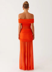 Charming Off Shoulder Maxi Dress Orange