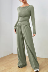 Hazel Blues® | Boat Neck Long Sleeve Top and Pants Set