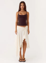 Abeda Asymmetrical Midi Skirt Ivory